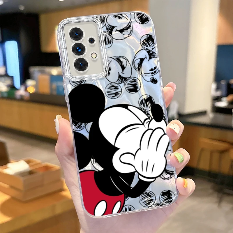 Disney Stitch Angel Reflective Phone Case for Samsung Galaxy A31 A30 A24 A23 A22 A21S A14 A13 A12 4G 5G A05 A05S A03 Hard Cover