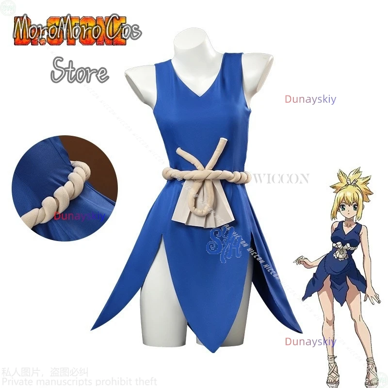 

Kohaku Amber Косплей Аниме STONE 웃 의상 Синяя Сексуальная Мини Сплит Юбка Пояс Парики Хэллоуин Рождественская Вечеринка Kawaii Jirai Kei Девушки