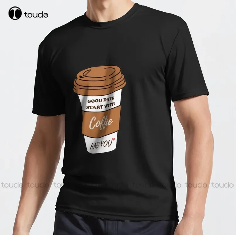 Cute Take It Away Coffee Designs Active T-Shirt Graphic Shirts Digital Printing Tee Shirt Outdoor Simple Vintag Casual T-Shirt