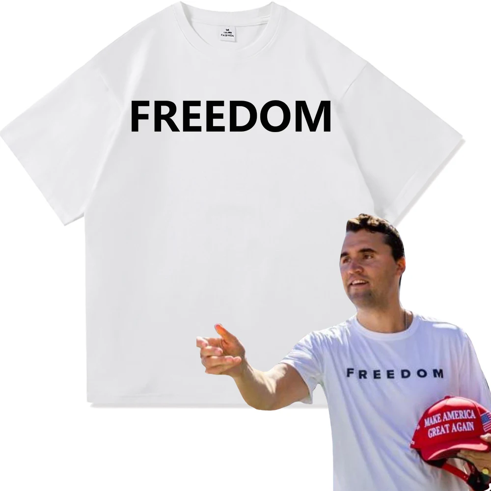 Charlie Kirk T Shirt Fashion Men Harajuku Aesthetic Letter Print Freedom T-Shirt Unisex High Quality Casual Vintage Tees Shirts