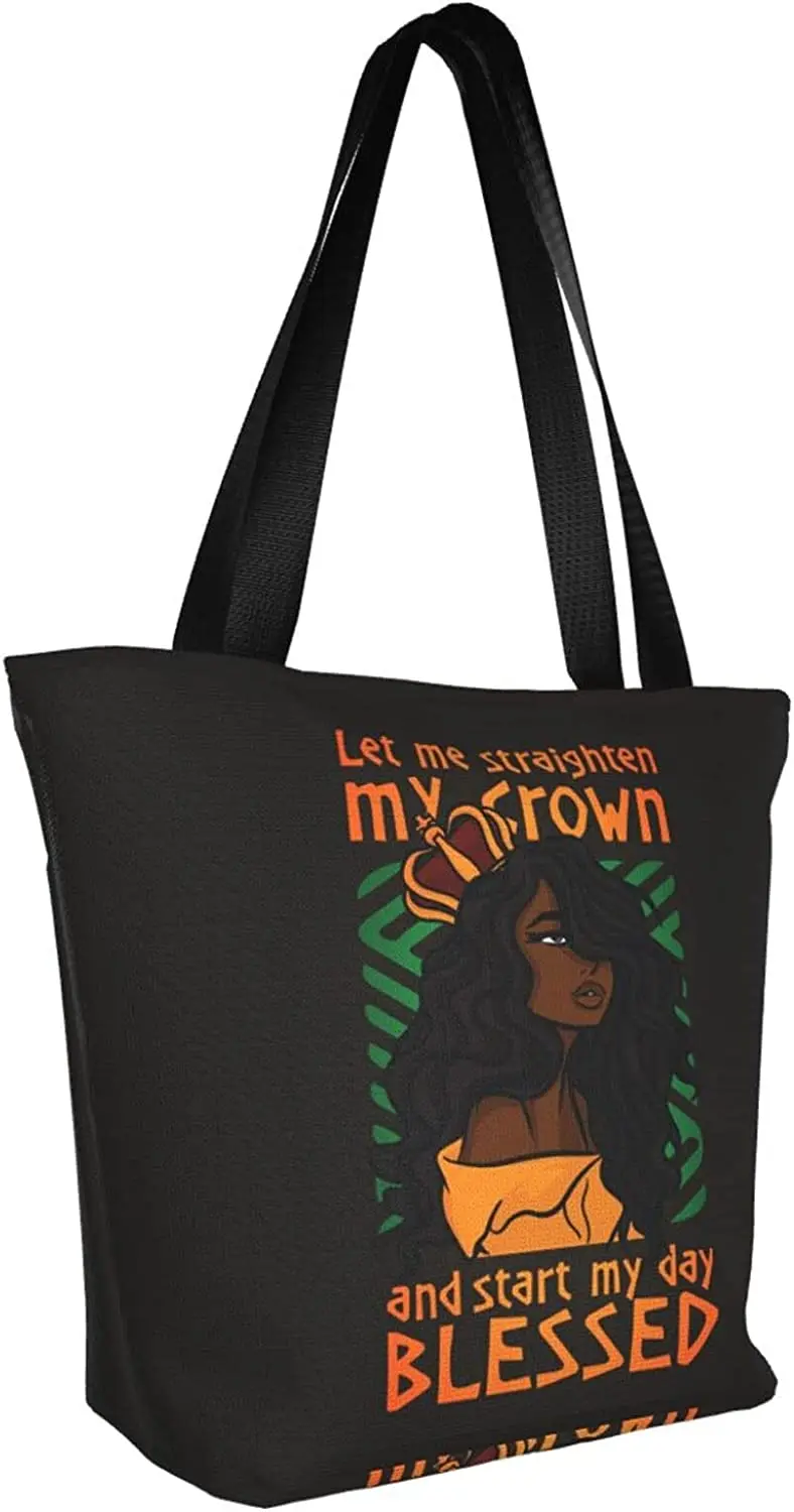 Tote Bag for Women, African American Shoulder Bag Handbag, Black Girl Fashion Bags for Work Travel Business Beach Shopping