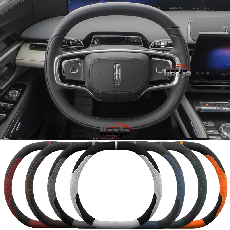 

Suede Leather Car Steering Wheel Cover for Lincoln Nautilus 2023 2024 2025 Non-slip Car-styling Auto Accessories