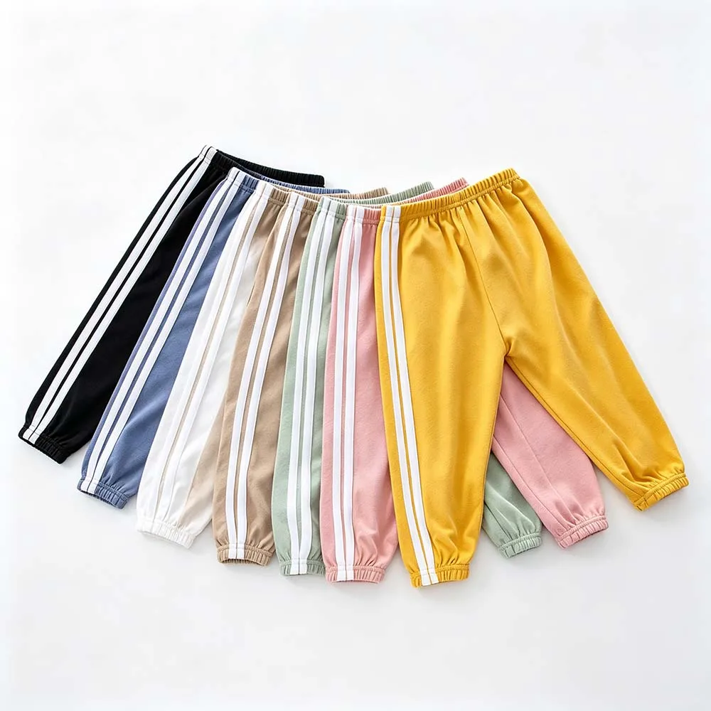 Children's Summer Solid Color Basic Sports Pants Boys Casual Joker Elastic Waist Girl Sweet And Lovely Mosquito Pants