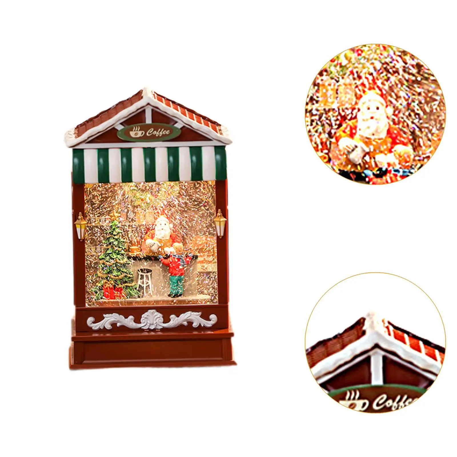 Christmas Snow Globe with Music Glitter Home Decor with Light Lantern Christmas Music Box for Indoor Holiday Bedroom Table Gift