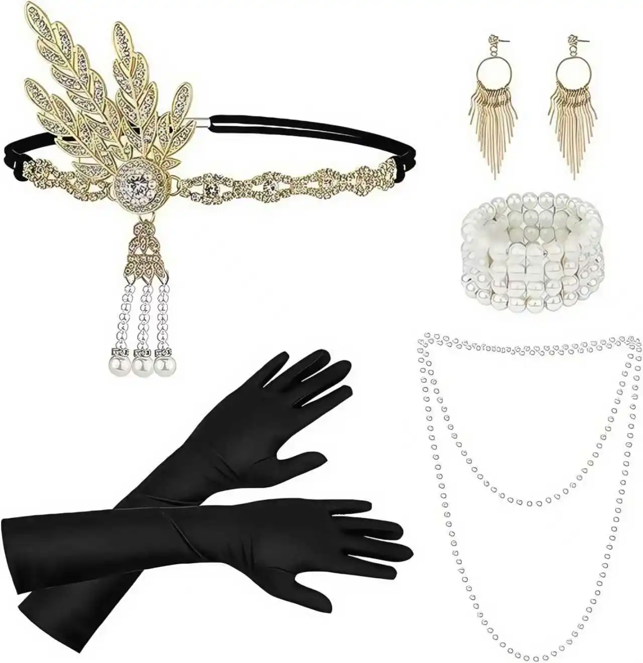 PESENAR 1920s Costume and Accessories Set, Ideal for 1920s Party and Role-playing Activities
