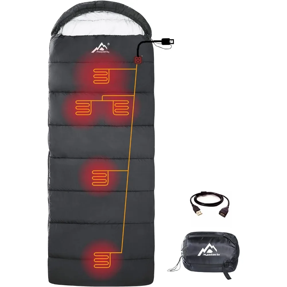 Portable Multi-USB Heating Pads for Sleeping Bags, Powered by Battery Bank or USB Supply, 5-Piece Set, Ideal for Cold Weather Ca