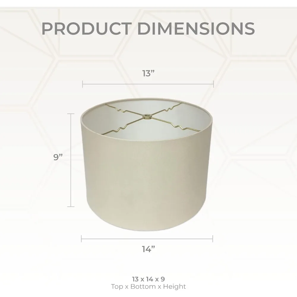 Pantalla de tapa dura de tambor poco profundo Beige 13x14x9 pulgadas Paquete de 2 para decoración del hogar