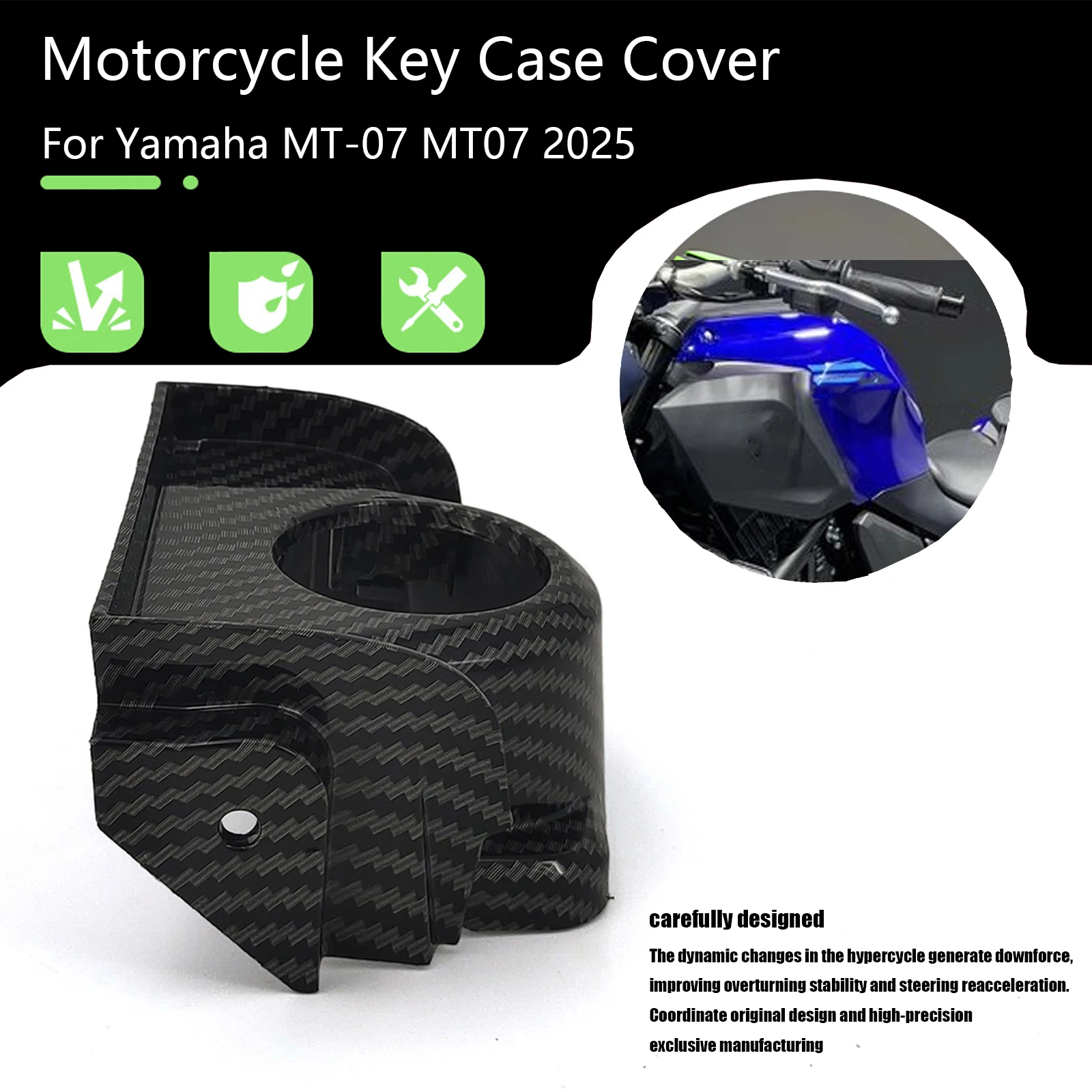 

Motorcycle Accessories Ignition Key Case Cover Panel Fairing Cowl ABS Carbon Fiber For Yamaha MT-07 MT07 mt07 mt-07 2025 ﻿