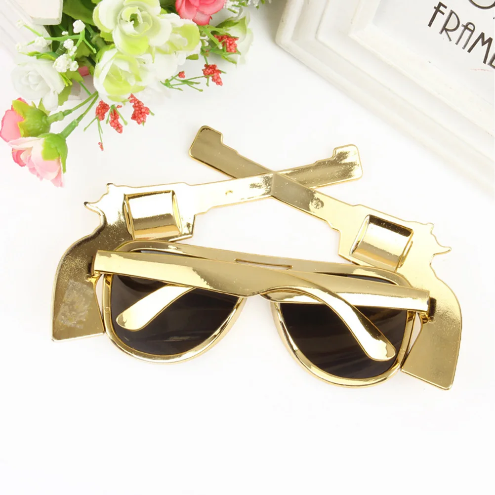 

Shooter Funny Shaped Eyeglasses Golden Lightweight Comfortable Face Touch Party Masquerade Props Makeup Glasses