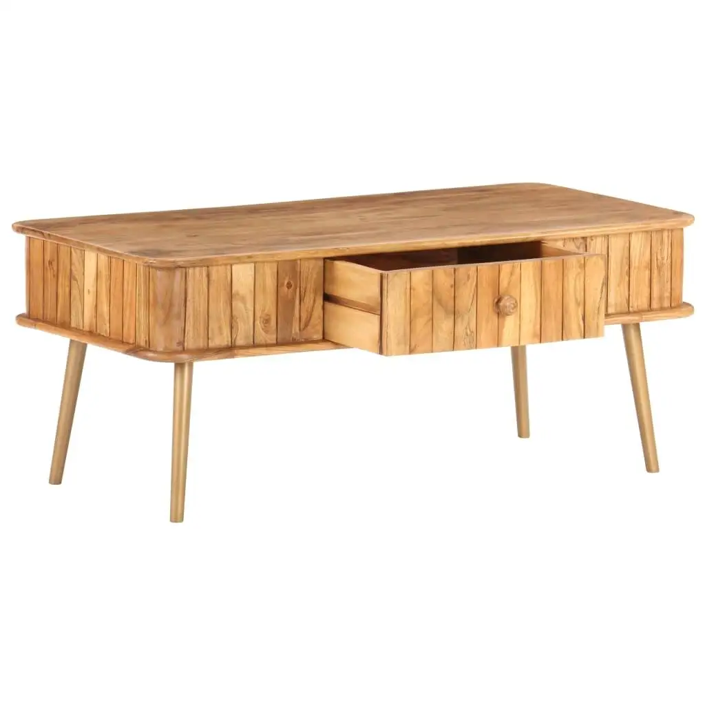 Mesa de centro de madera de acacia de 39,4 pulgadas: diseño moderno, duradera y elegante para sala de estar