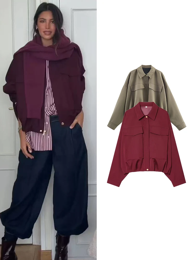 

TFMLN весенние новые женские куртки-бомберы, уличная одежда, шикарные пальто на молнии с длинными рукавами и карманами, женская модная повседневная верхняя одежда с лацканами