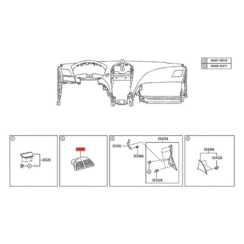 Car Center Dashboard A/C Air Outlet Vent Panel Assembly For Lexus ES350 2007-2009 55660-33200 55660-33201 5566033200