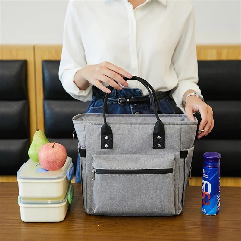 Waterproof Oxford Thermal Women Lunch Bag Large Capacity Portable Crossbody Bento Box Cooler Tote Bag Picnic Food Container