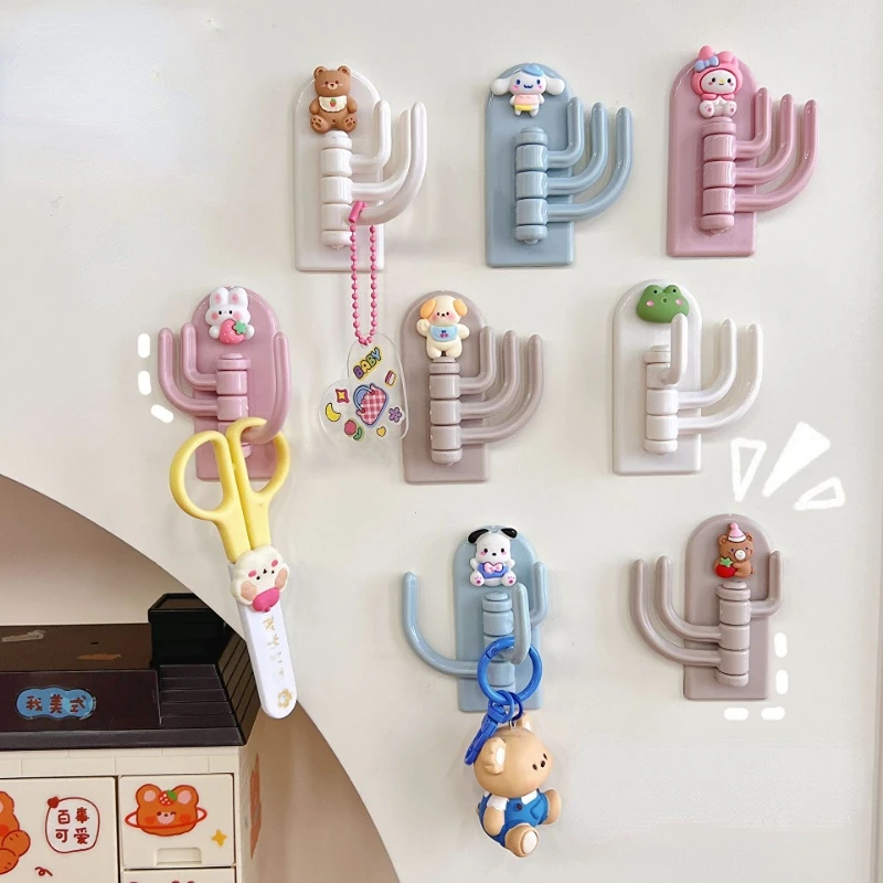 

Cute cartoon three hooks hooks living room bathroom kitchen non-perforated non-marking sticky hooks wall door hanging key hooks