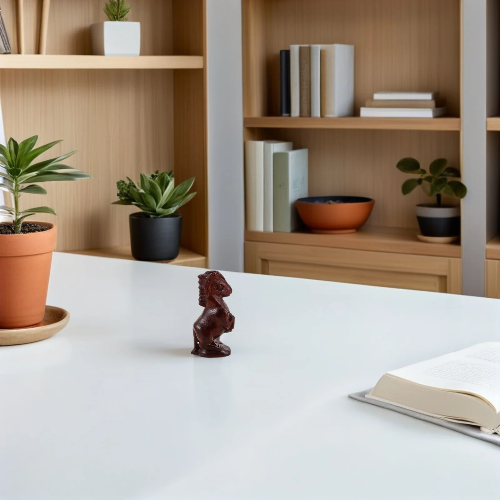 منحوتة يدويا خشبية زودياك الحصان الحبوب الطبيعية حجم صغير فنغ شوي مكتب الجرف ديكور محظوظ حلية 2026 السنة الصينية الجديدة #4