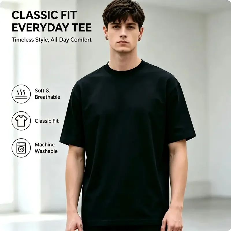 Menswear Lucki Face Graphic Bootleg T-Shirt - Men's Short-Sleeve Casual Streetwear Top