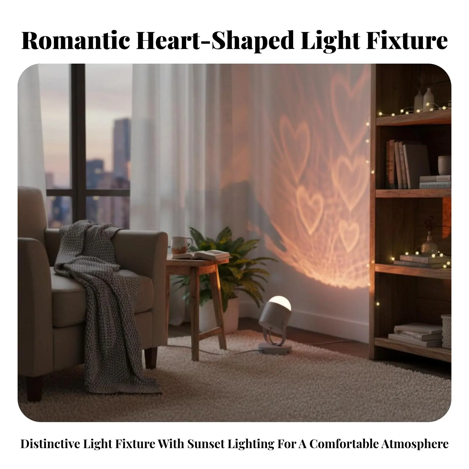 

Напольный светильник с четырьмя головками в форме сердца, атмосферная подсветка с эффектом водной ряби на закате, романтический декор для гостиной, студии для стриминга