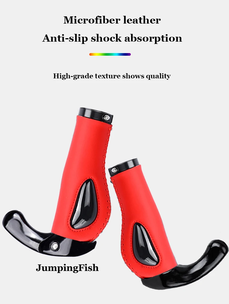 Radfahren Abschließbare Griff Bar Grip Anti Überspringen Rennrad Lenker Aluminium Legierung Leder Komfortable Mountainbike Zubehör – Detail 7