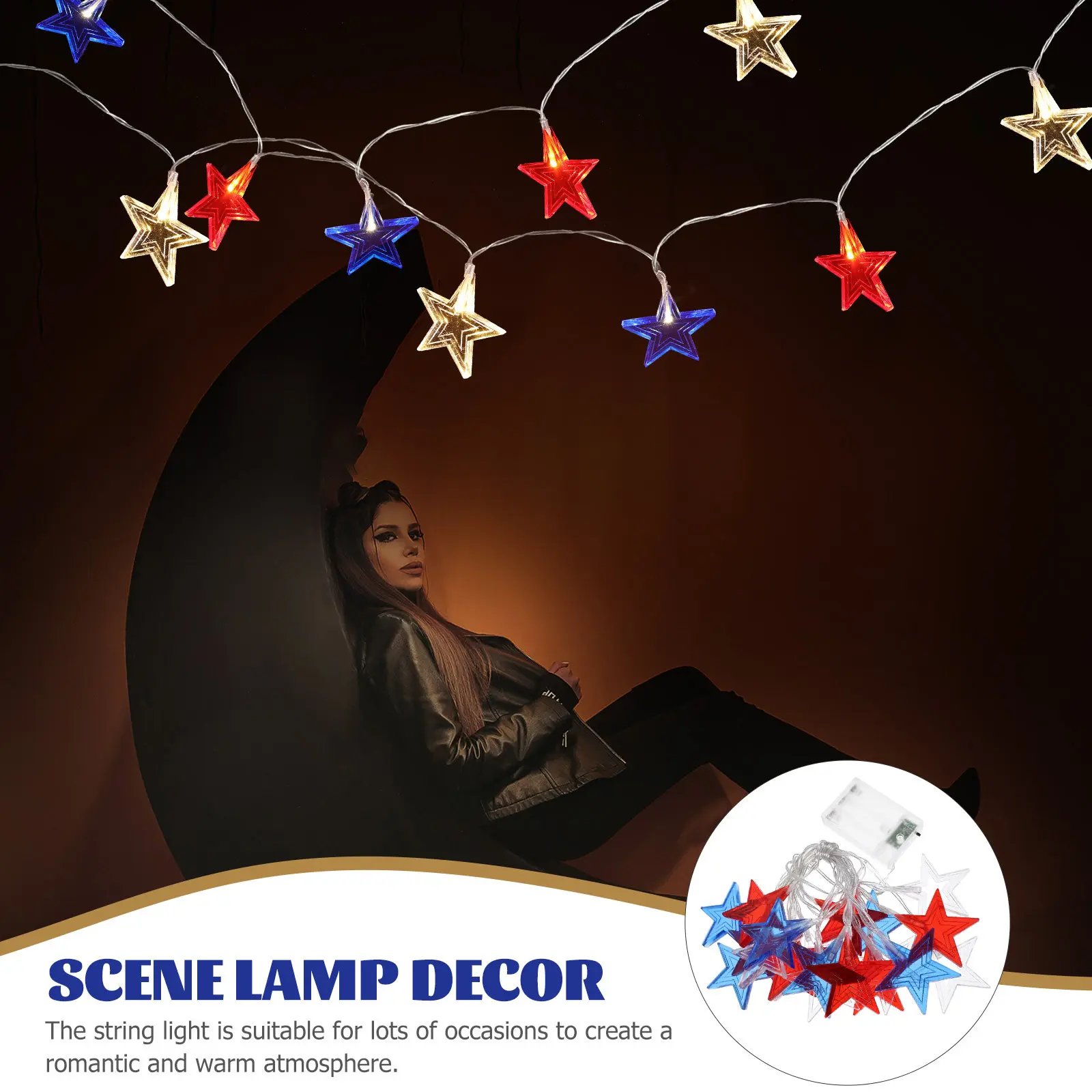 

Светодиодная гирлянда на 30 светодиодов, разноцветная, в форме звезд, для украшения на 4 июля, для дома, праздников, вечеринок, декоративное освещение для комнаты