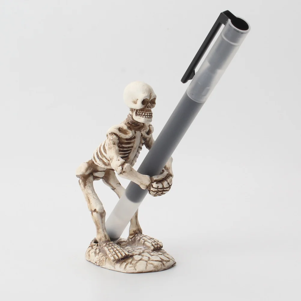 

1Pcs Skull Pen Holder Gothic Resin Desktop Organizer Multipurpose Brush Pen Holder Creative Tabletop Decoration