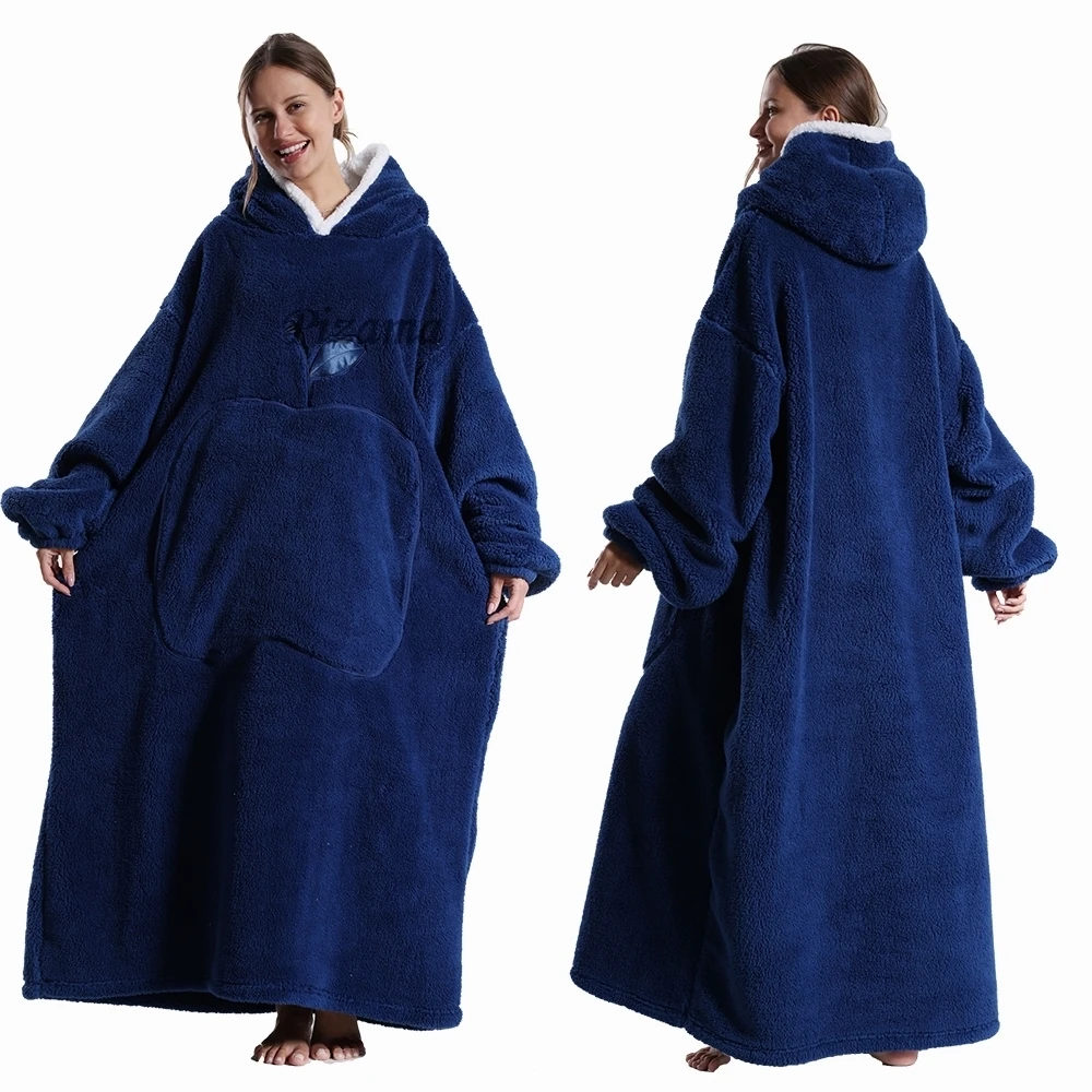Men Women Oversized Winter Warm Hoodies Top Plus Size Clothes Extra Long Flannel Thick Pullovers Onesize Sweatshirts TV Blankets