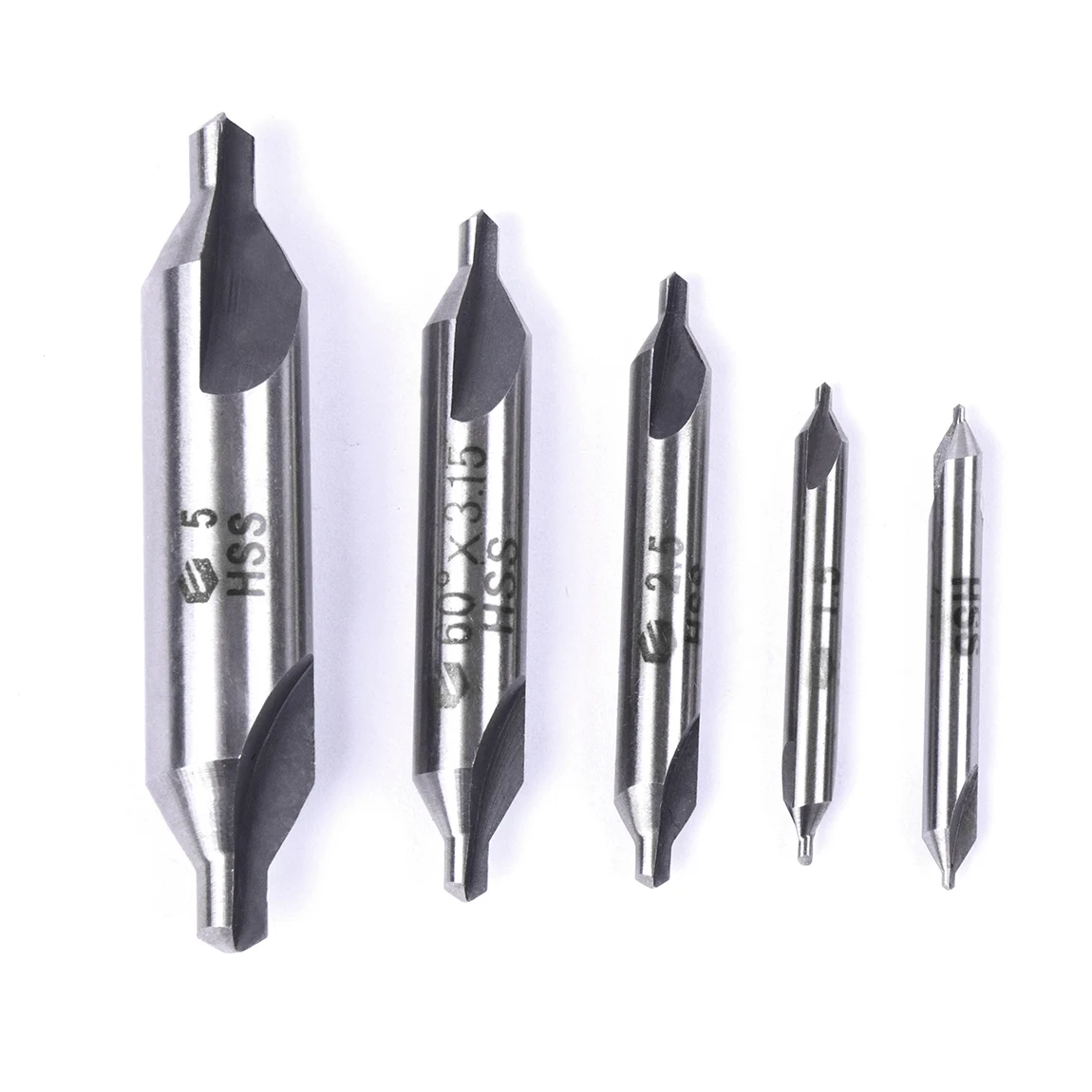 Hot 5PCS 3mm.4mm,6mm,8mm,12mm HSS Center Drills 60 Degree Combined Countersinks Angle Bit Set Tool Metric Drilling Tools