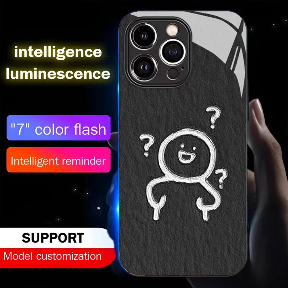 

2025 Graffiti Emoticons LED Light Up Phone Case Glowing Back Cover For Samsung S25 S24 S23 S22 S21 S20 FE Note 10 20 Plus Ultra