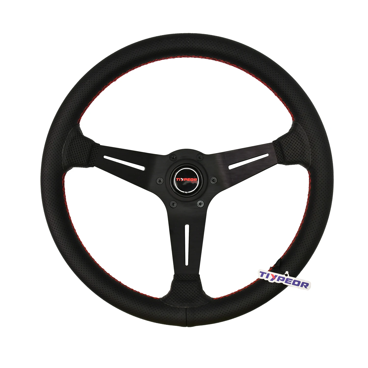 TIYPEOR JDM Racing 14 Inch 350mm 7cm Deep Disc Three Color Stitching Modified Sports Steering Wheel