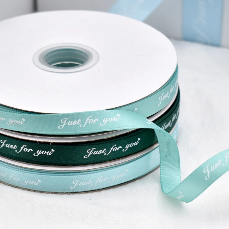 50 ياردة/لفة 10 مللي متر شريط من الساتان مطبوعة "فقط لأجلك" الشريط لتغليف الهدايا باقات الزفاف ملزمة الملابس مواد الخياطة
