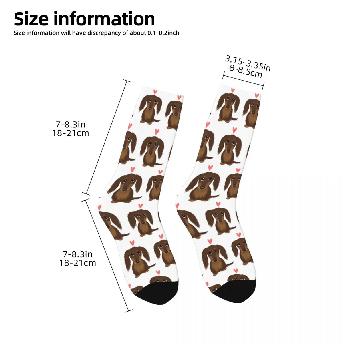 Cute Dog Longhaired Chocolate bassotto Wiener Dog con calzini a cuore calze Harajuku calze lunghe per tutte le stagioni accessori Unisex