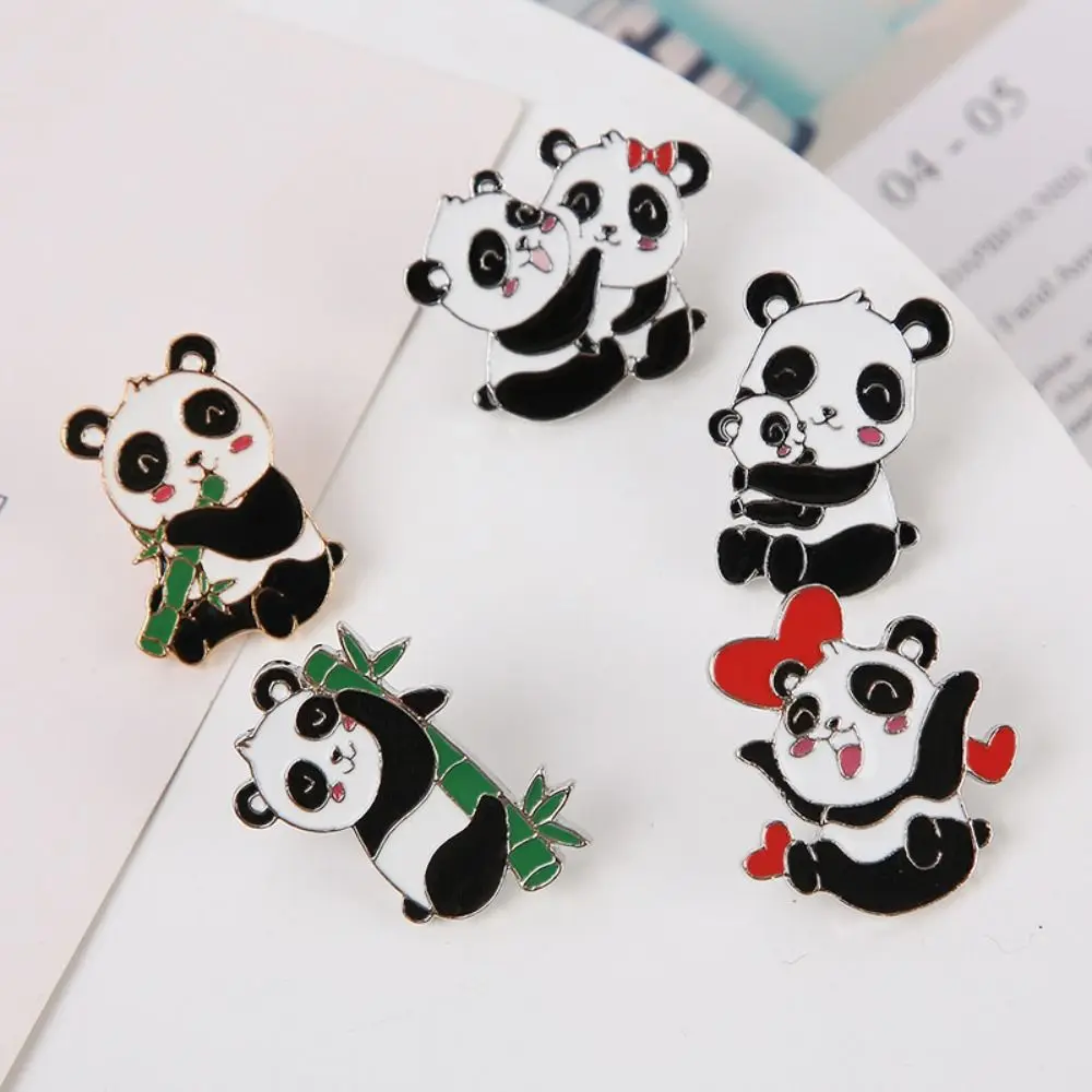 Elegant Enamel Giant Panda Alloy Brooch Oil Dripping Chinese Style Lapel Pin Cartoon Backpack Accessory