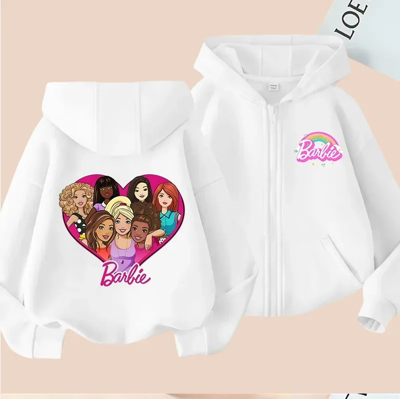 Kids Zip Up Sweatshirts Barbie Print Hoodie Children Clothes Kids Casual Tops Girl Boy Sweatshirt Zipper Hoody Streetwear