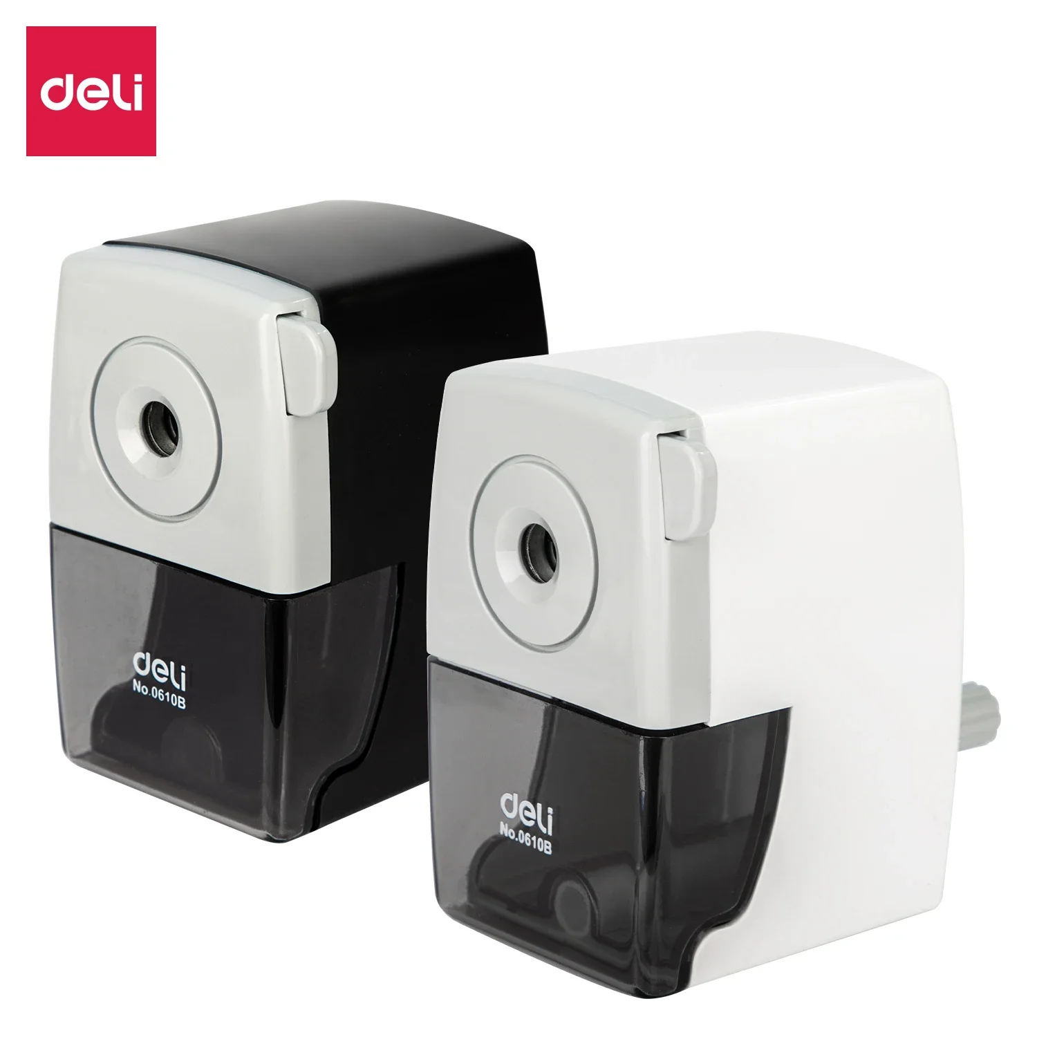 Deli High Capacity Rotary Pencil Sharpener Black White Standard Pencil Sharpening Tool Quality Pencil Sharpener School Supplies