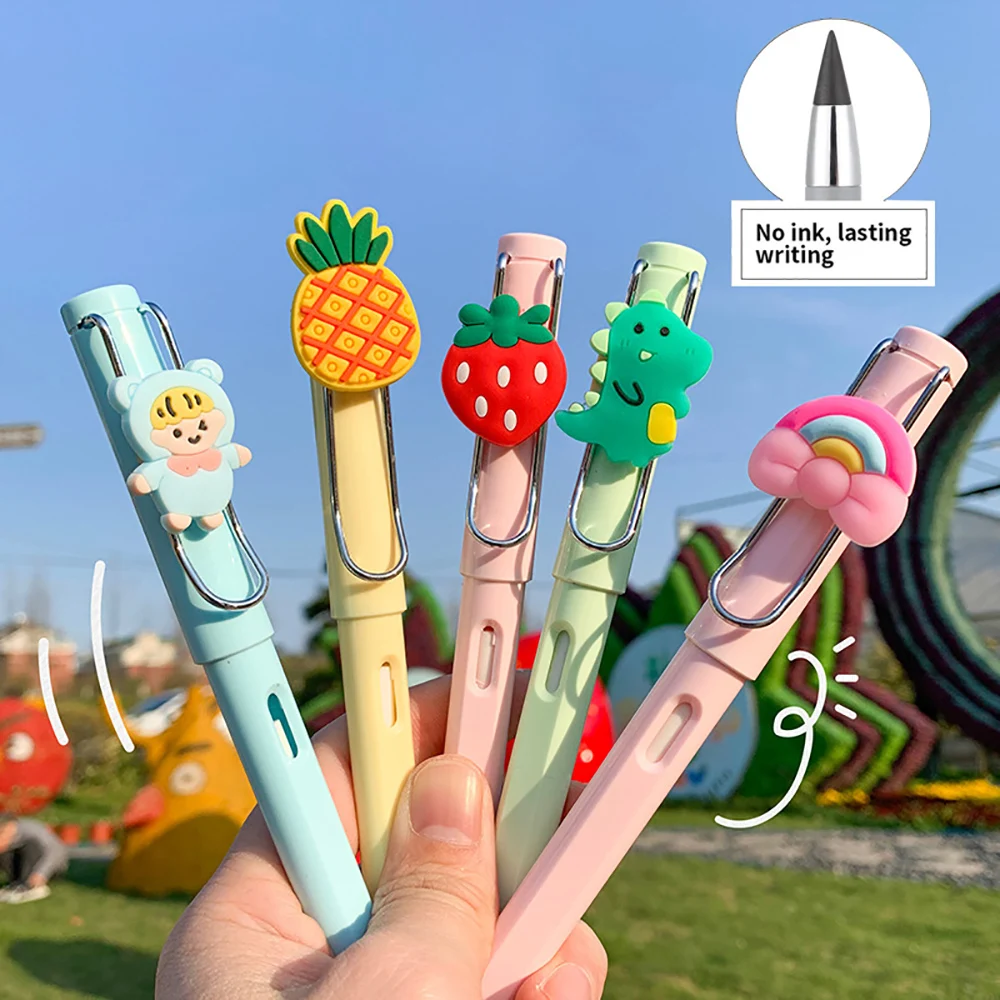 Unlimited Writing Pencil Cute Cartoon No Ink Eternal Pencils Kids Art Sketch Painting Tools Novelty School Supplies Stationery