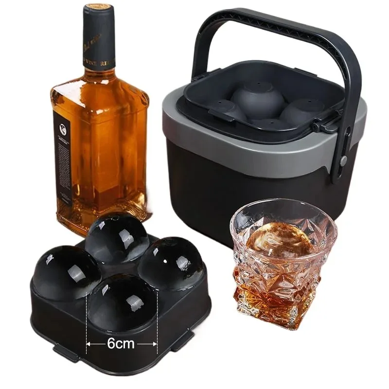 

Форма для льда Clear Ice Cube Maker, 4 больших шара, силиконовая форма для льда в форме шаров, легко извлекаемая, для барменов, кухонные гаджеты
