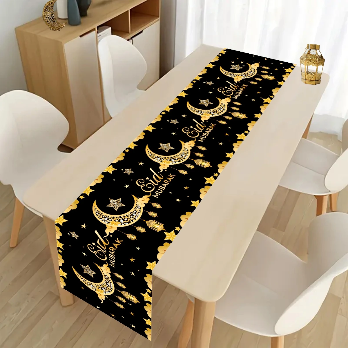 

Eid Mubarak Table Runner Ramadan Decorations for Home 2026 Ramadan Kareem Kitchen Dining Tablecloth Eid Al Adha Party Supplies