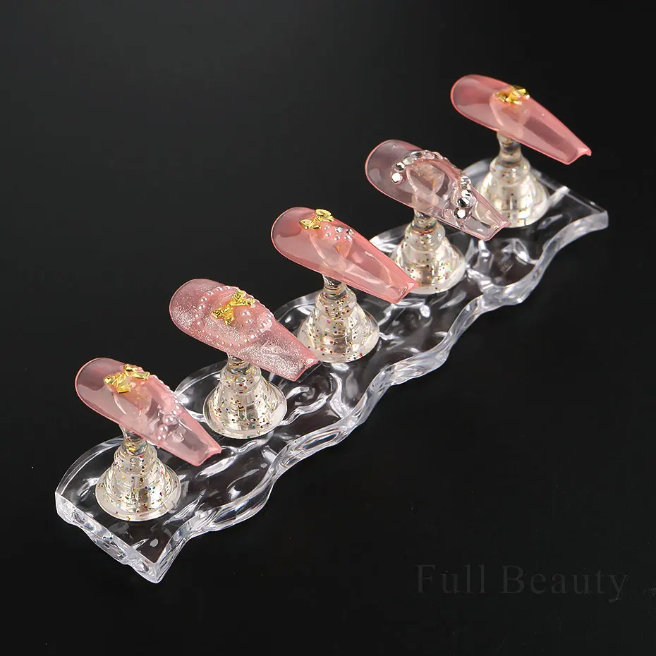 5Pcs Magnetic Nail Tip Display Work Stand Set Crystal Acrylic Nail Tip Display Work Stand For Practice Manicure Tools