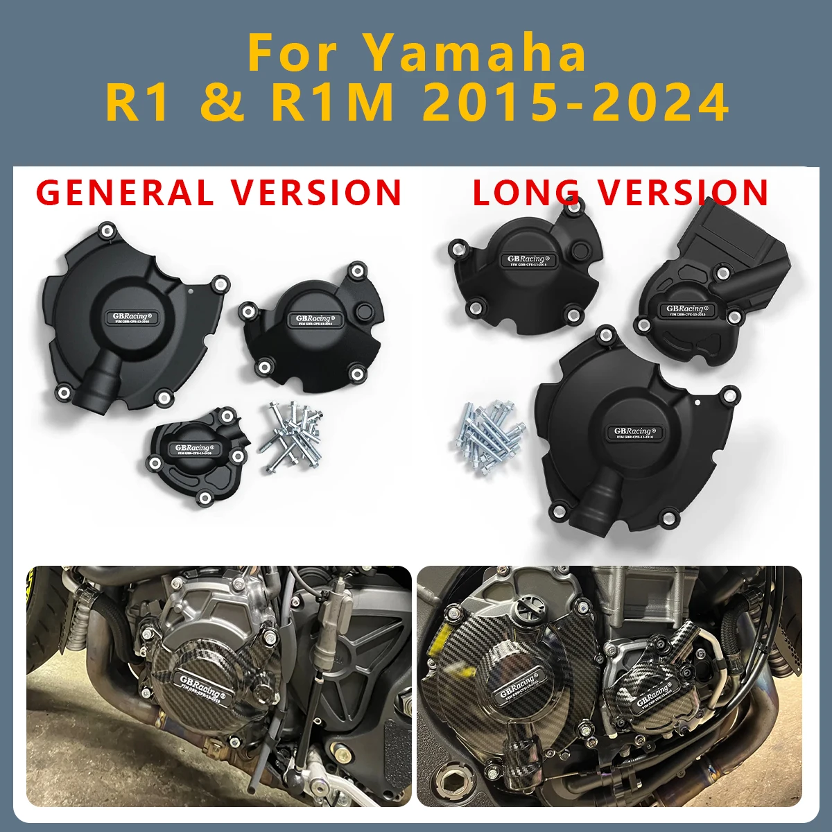 

Motorcycle Engine Cover Clutch Cover Protection Set Accessories For Yamaha R1 R1M 2024 2023 2022 2021 2015-2020 Engine Covers