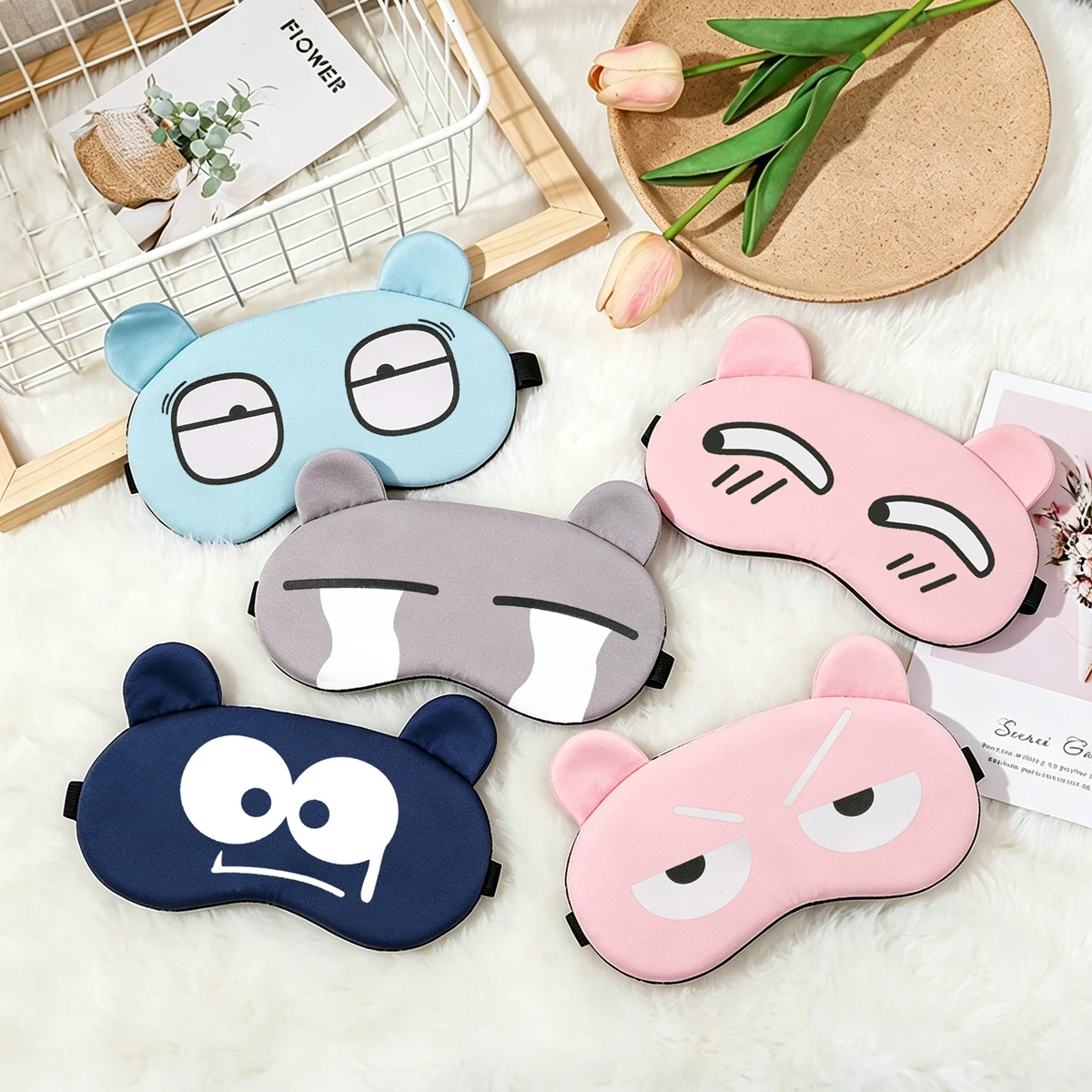 Cartoon Fun Blackout Sleep Aid Eye Mask  Student Dormitory Eye Masks Soft Breathable Face Mask, Cotton Sleep Blindfold Fabric