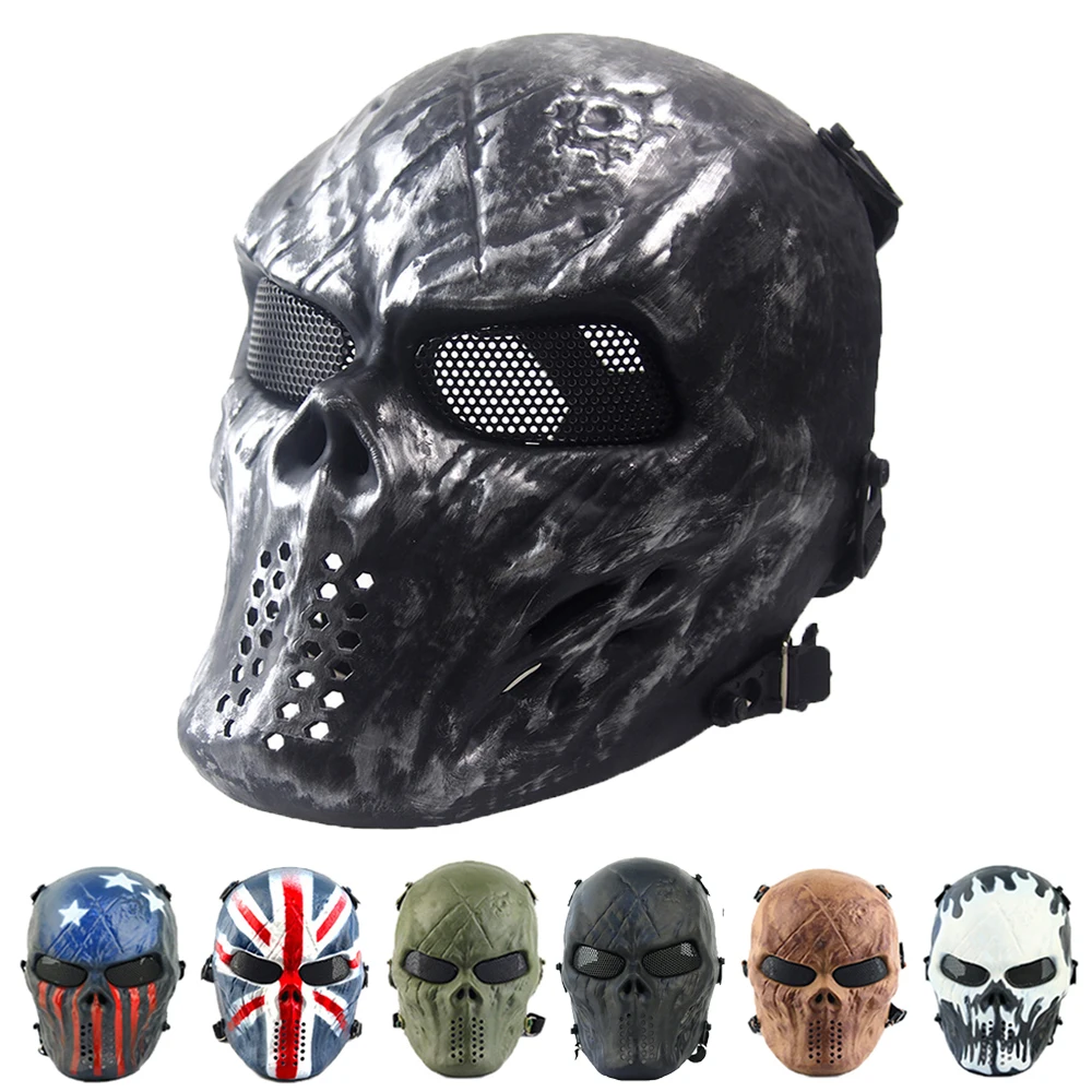 Military Tactical Paintball Full Face Protective Combat Masks Halloween Masquerade Cosplay War Game Hunting Airsoft Skull Mask