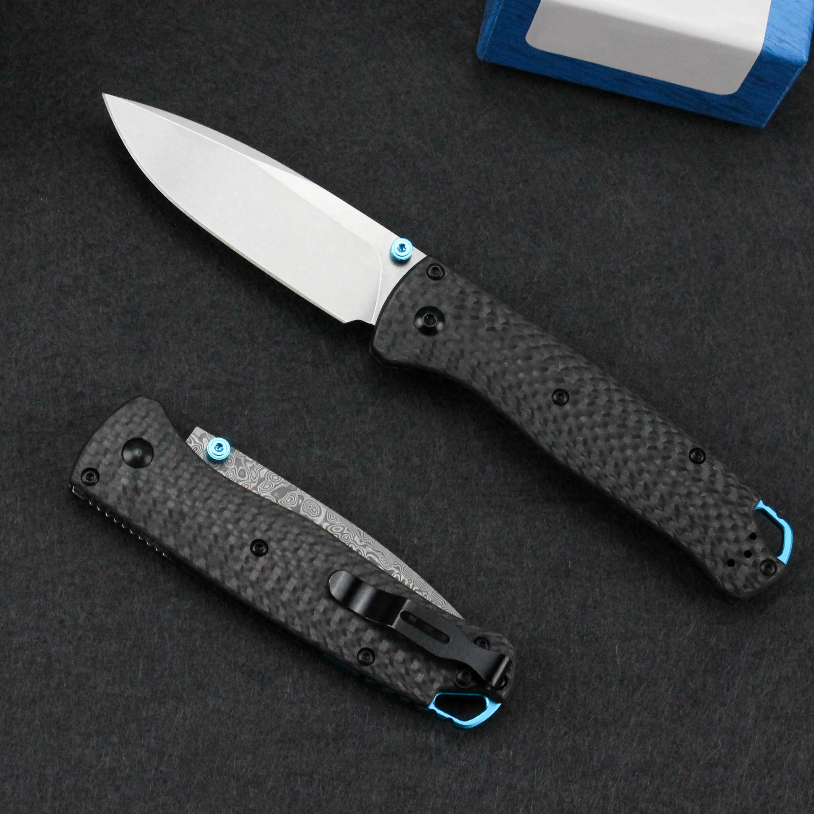 535 Carbon fiber Pocket Folding Knife Damascus/S90V Blade Camping EDC Tools Survival Knives