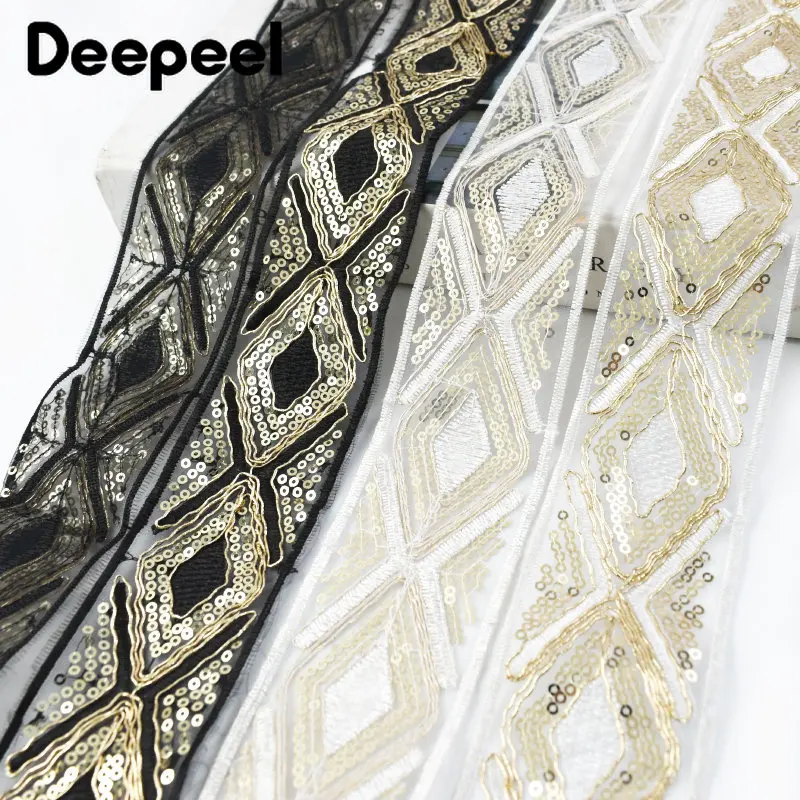 2/5Meters Deepeel 48mm Ethnic Style Lace Fabric Sequin Ribbon Mesh Webbing Clothes Wedding Dress DIY Sewing Supplies Accessory