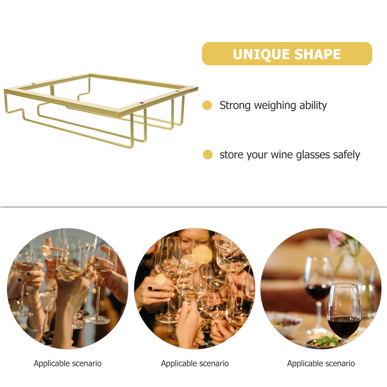 

Racks Upside down Glass Holder Drinking Glasses Storage Organizer Coat Hanger under Shelf Cup Cabinet Stemware Golden