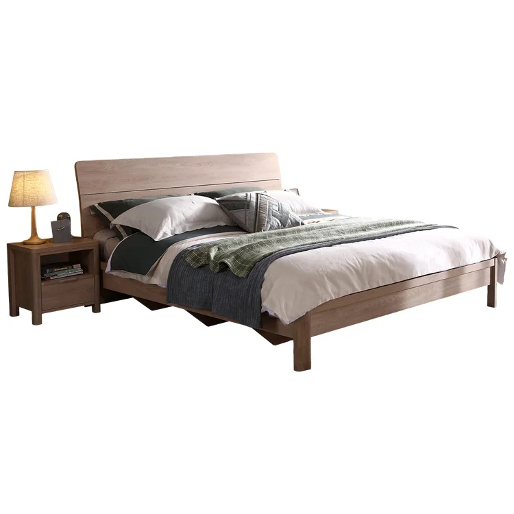 126201 Bedroom Furniture Solid Wood Frame Modern King Size Panel double Bed