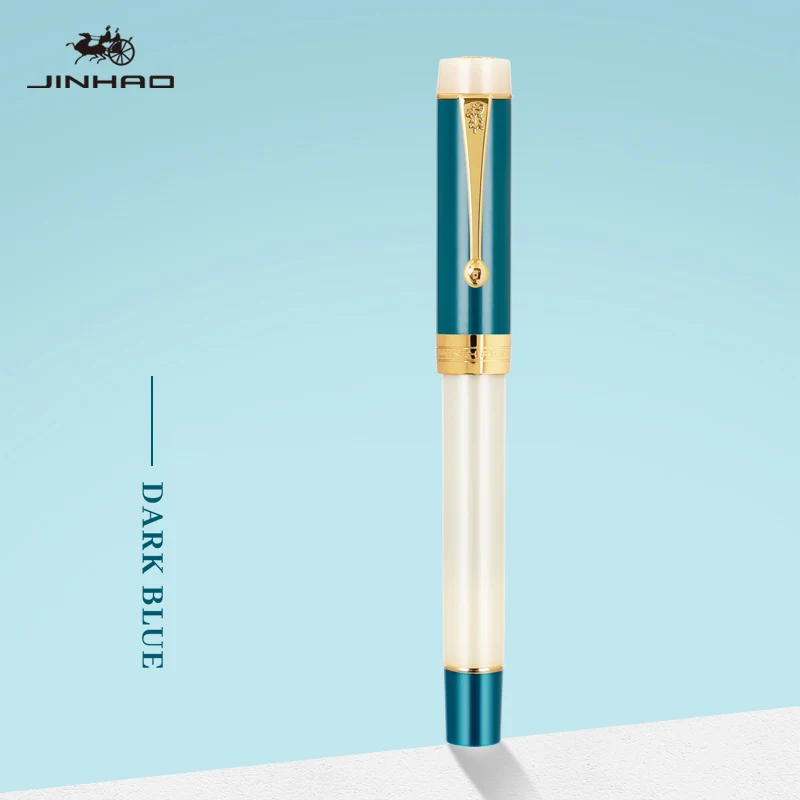 jinhao 100 caneta tinteiro de resina centenaria bloco colorido ef f m ponta dobrada clipe dourado material escolar de escritorio papelaria pk 9019 01