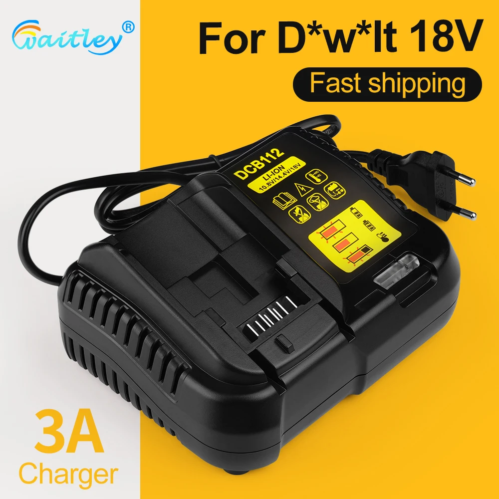 Waitley DCB112 Li-ion Battery Charger Replacement Compatible with Dewalt batteries 10.8V 14.4V 18V EU Plug JUL14-C