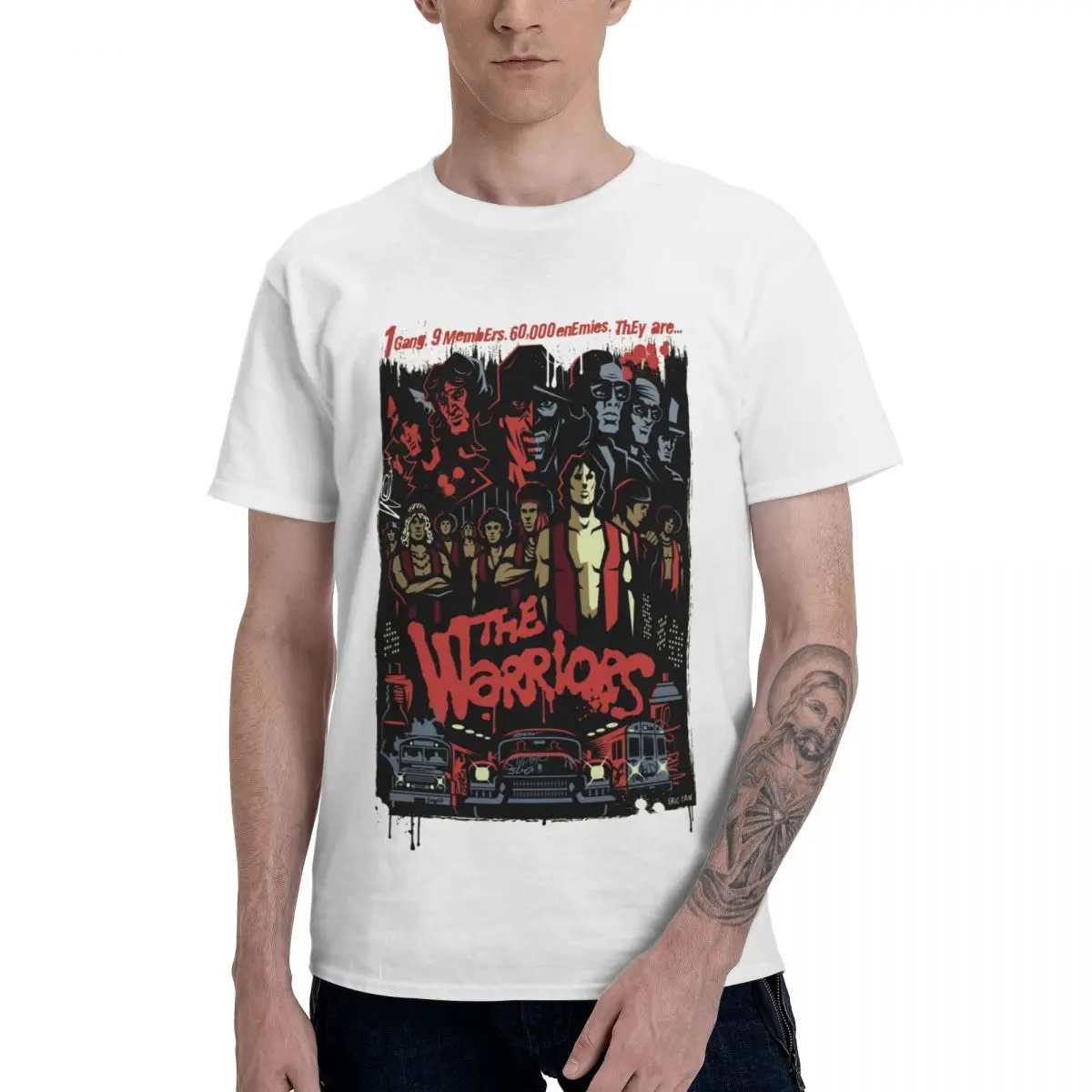 Fashion The Warriors Poster T Shirt Pure Cotton Round Neck Men T-Shirt Short Sleeve Oversized Unisex Tee Tops EU Size