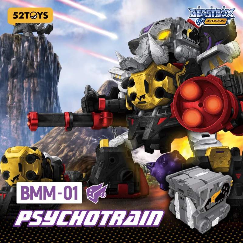 52TOYS MECHABEAST BMM-01 PSYCHOTRAIN Deformação Robot, Conversão em Mecha e Cubo, Figura de Ação, Presente Colecionável