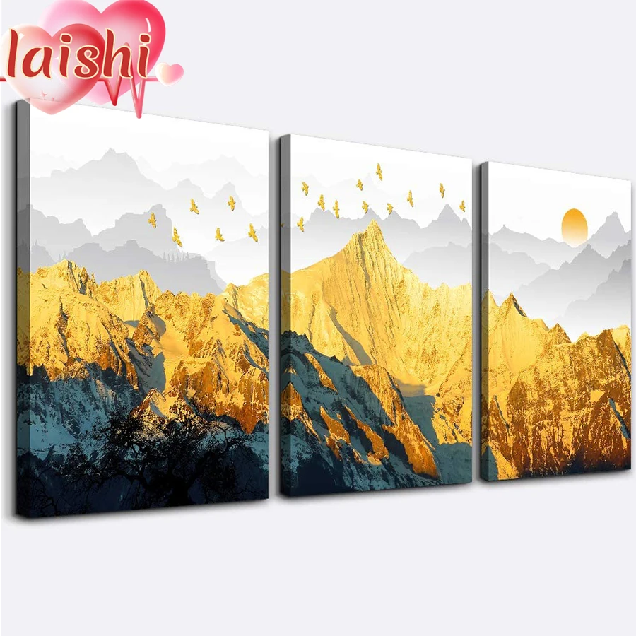 

3pcs Nordic light luxury decoration scenery Diamond Painting Cross Ctitch Diamond art Mosaic Embroidery Painting New Year Gift