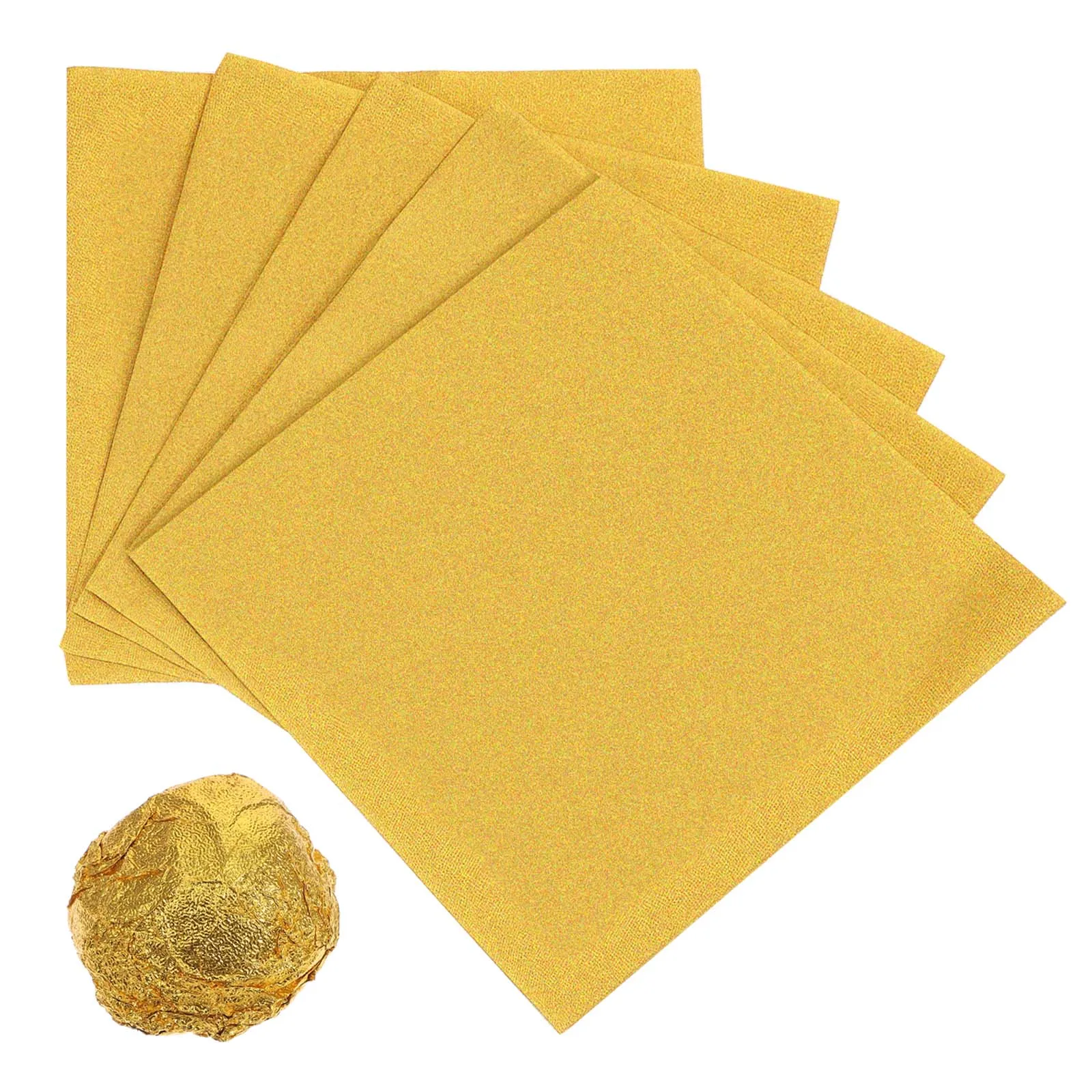 

200Pcs Gold Aluminium Foil Wrappers Candy Wrapping Paper Safe Food Packaging Sheets for Chocolate Party Wedding Gifts